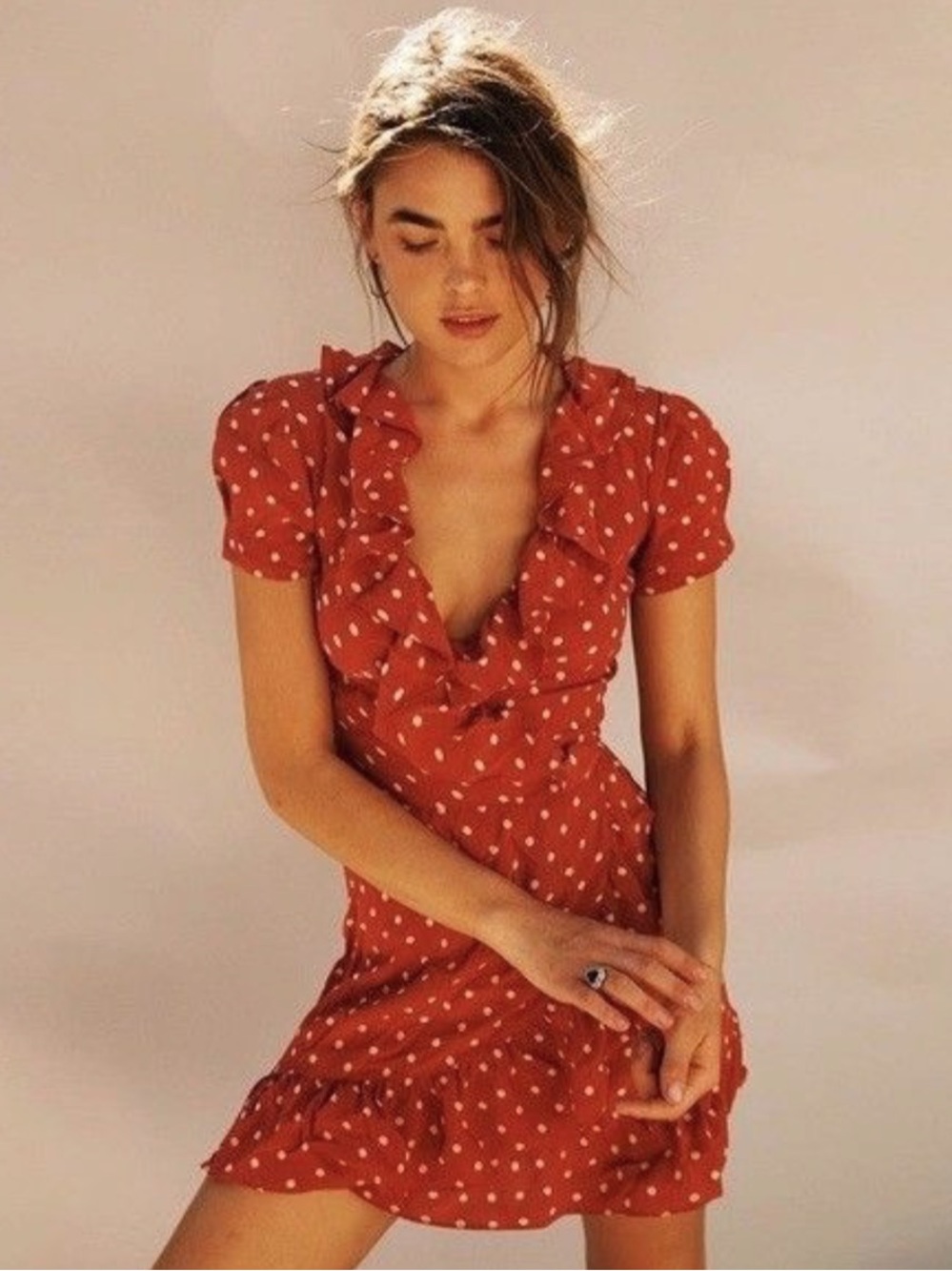 Realisation Par Valentina Polka Dot Silk Mini Wrap Dress- XS